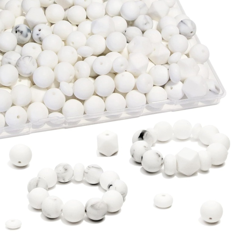 White Marble Bead Bracelet Set
